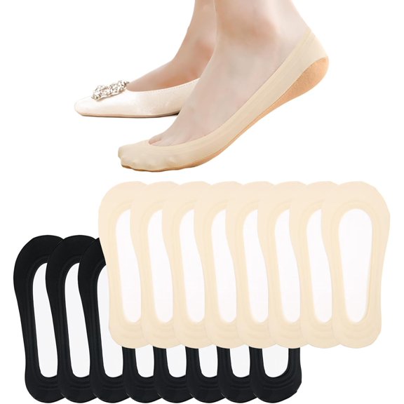 No Show Socks Womens 4-8 Pairs Low Cut Liner Non Slip Socks for Women Size 5-12 Footies Invisible Socks for Flat Boat