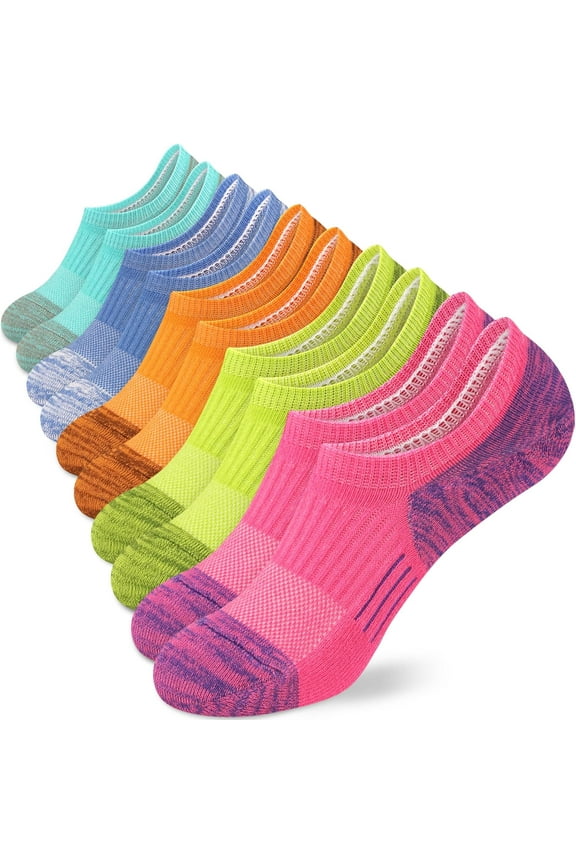 No Show Socks Womens Athletic Cushion Ankle Footies Low Cut Socks 5-6 Pairs
