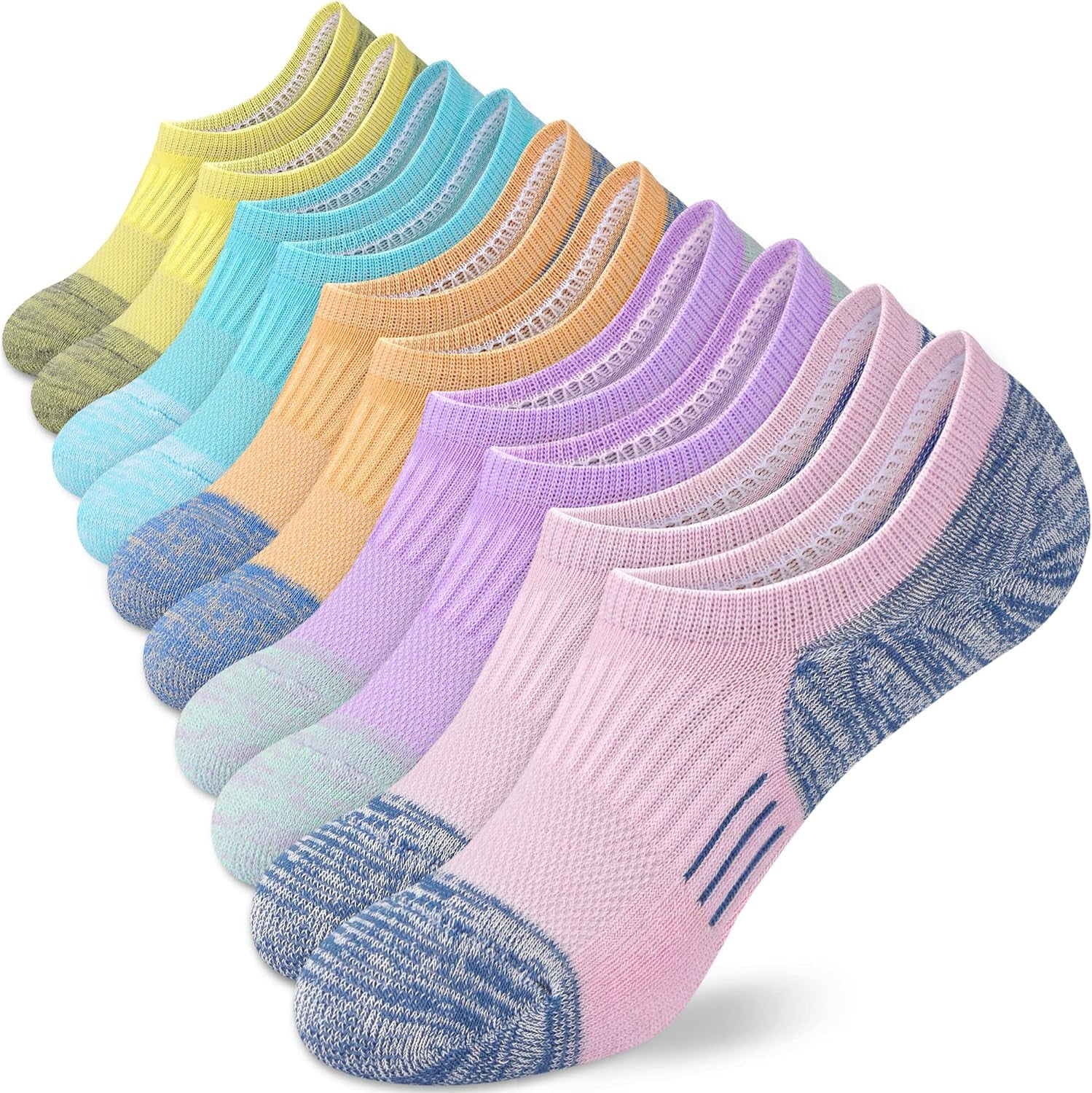 No Show Socks Womens Athletic Cushion Ankle Footies Low Cut Socks 5-6 Pairs