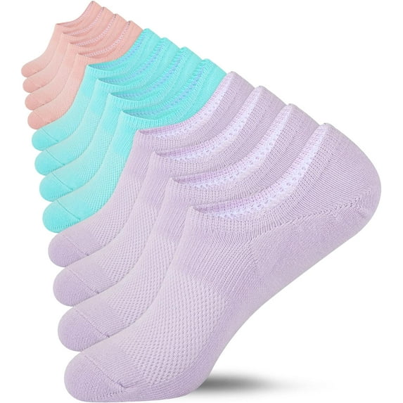No Show Socks Womens Cotton Low Cut Non Slip Casual Socks Invisible Flat Boat Liner Socks (6/9 Pairs)