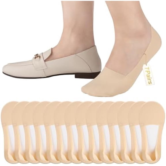 No Show Socks Womens Low Cut Non Slip Invisible Liner Thin Silk Socks for Flats Loafers (7 Pairs)