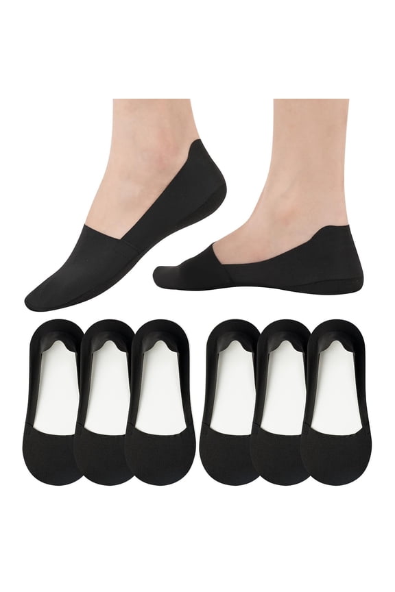 No Show Socks Womens, Non Slip Low Cut 6 Pairs Thin Silky Footies Liner Invisible Socks