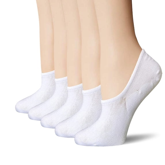 No Show Socks Womens Non Slip for Flats Slip on Sneakers Footies Low Cut Ankle Solid Color Sports Casual Socks (3 Pairs) by Awwp White M