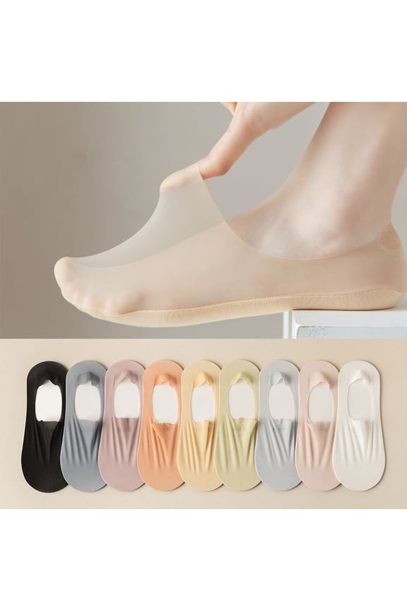 No Show Socks Womens Nylon Non Slip Low Cut Invisible Liner Footies Thin Silk Socks for Flats Loafers 10 Pairs Pink