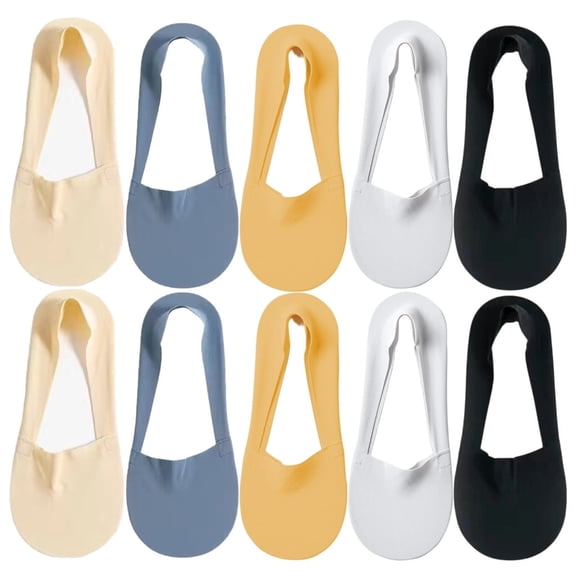 No Show Socks Womens Nylon Non Slip Low Cut Invisible Liner Footies Thin Silk Socks for Flats Loafers Lightweight 10 Pairs