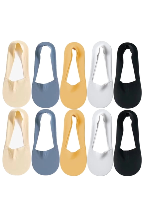 No Show Socks Womens Nylon Non Slip Low Cut Invisible Liner Footies Thin Silk Socks for Flats Loafers Lightweight 10 Pairs