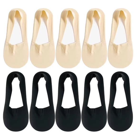 No Show Socks Womens Nylon Non Slip Low Cut Invisible Liner Footies Thin Silk Socks for Flats Loafers Lightweight 10 Pairs