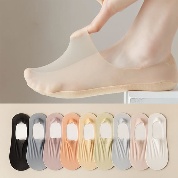 No Show Socks Womens Thin Non Slip Low Cut Womens No Show Socks Footies Invisible Silky Low Liner Socks for Loafers Flats Purple 5 Pairs