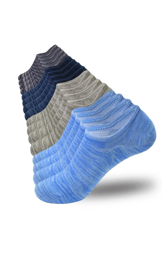Mens No Show Socks Low Cut Ankle Athletic Socks with Cushion Cotton Invisible Liner Socks 8 Pack