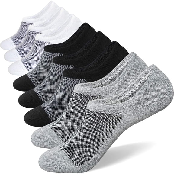 No Show Socks for Men 6/8 pack Cotton Thin Low Cut Non Slip for Loafer Flats Sneakers 5-8/9-11/12-15