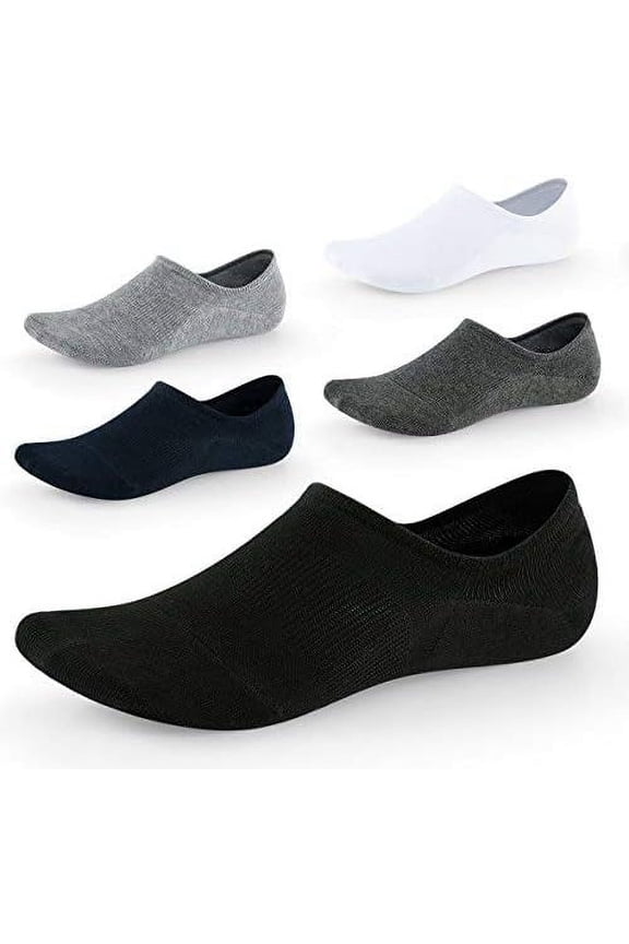No Show Socks for Men&Women-Low Cut with Non Slip Grip-Invisible Socks for Oxfords Sneakers Size7-12 5 Pairs