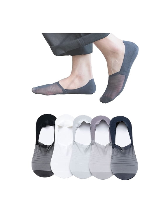 No Show Socks for Men and Women, 5 Pairs Ultra Low Cut Socks for Men Loafer Socks, Liners with Non Slip Grips