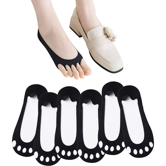 No Show Socks for Women Open Toe Socks Breathable Split Toe 5 Finger Socks Invisible Socks(6 Pairs)