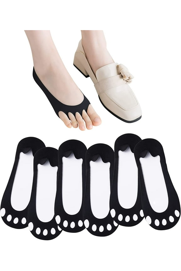 No Show Socks for Women Open Toe Socks Breathable Split Toe 5 Finger Socks Invisible Socks(6 Pairs)