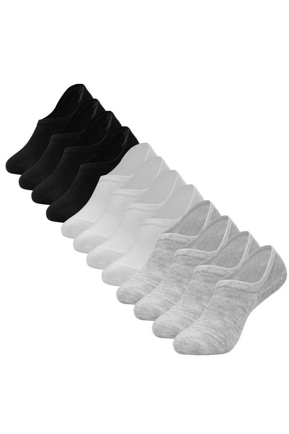 Women No Show Socks Low Cut Invisible Socks Casual Athletic Liner Socks with Non Slip Flat Boat Line 12 Pairs