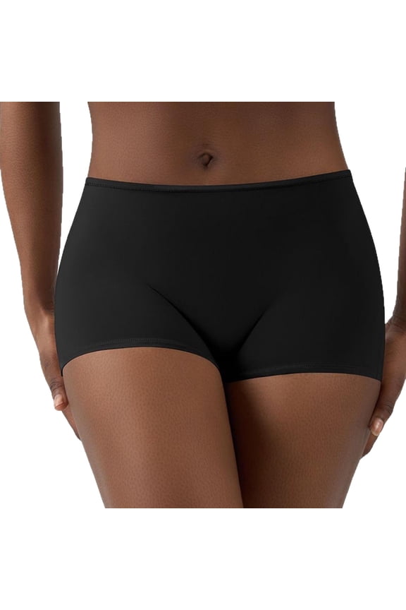 No Show Underwear - Womens Seamless High Waisted Briefs, Tummy Control Moisture Wicking Nylon Spandex Panties, Black, 1 Pack,Size M