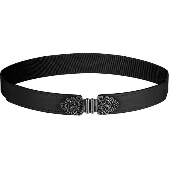 No Show Women Stretchy Belt, Comfortable Invisible Elastic Belt with Flat Buckle for Pants Jeans Dresses