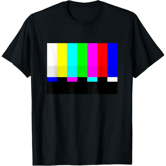 No Signal Television Screen Color Bars Test Pattern T-Shirt T-Shirt men and women can wear, black, white, gifts