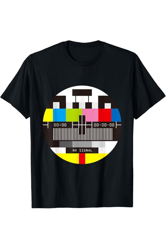 No Signal Television Test Screen Funny Nostalgic T-Shirt men and women can wear, black, white, gifts