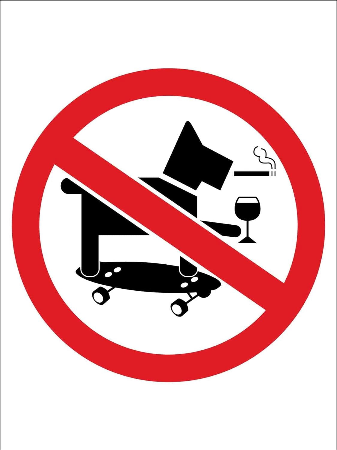 No Skateboarding Smoking Drinking Dog Sign Metal Tin Sign12x16