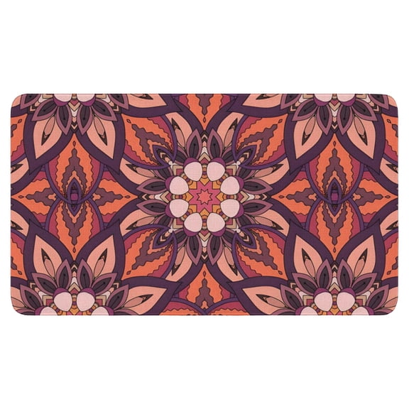 No-Skid Small Kitchen Rug with Moroccan Trellis Design - Absorbent Indoor Front Door Mat - Soft Rubber Backed Throw Carpet for Bathroom & Bedside