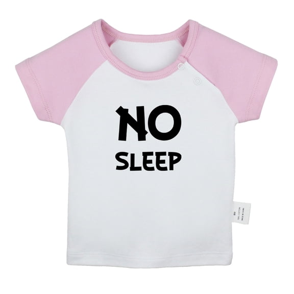 No Sleep Funny T shirt For Baby, Newborn Babies T-shirts, Infant Tops, 0-24M Kids Graphic Tees Clothing (Short Pink Raglan T-shirt, 0-6 Months)