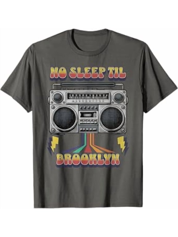 No Sleep Til Brooklyn Retro Radio Shirt DARK HEATHER Unisex S-5XL Hot Trending Shirt, Vintage Birthday Gift
