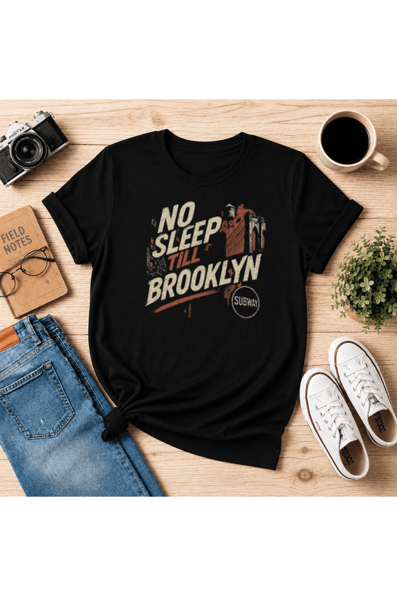 No Sleep Till Brooklyn Retro Subway Graphic T-Shirt N2966, S-5XL