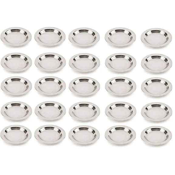 No Slip Cat Plate Bulk Packs Heavy Weight Stainless Steel Silicon Rubber Bases (25 Dishes)