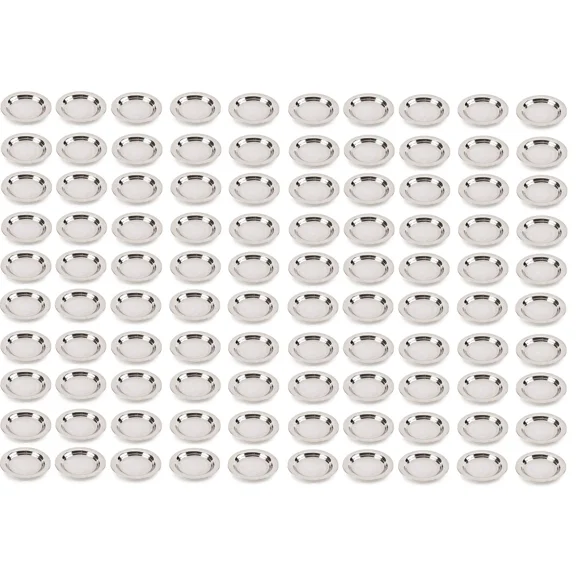 No Slip Cat Plate Bulk Packs Heavy Weight Stainless Steel with Silicon Rubber Bases (100 Dishes)