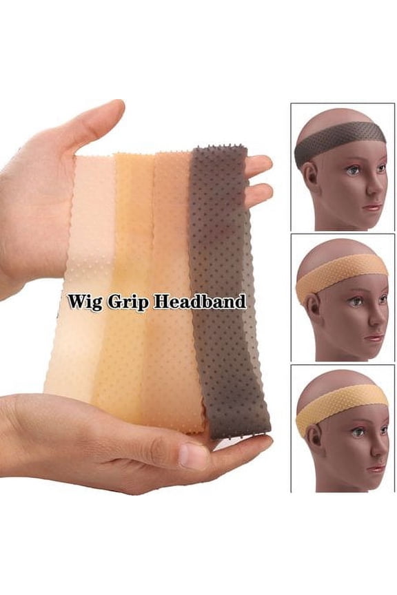 No-Slip Wig Grip Band Transparent Silicone Wig Band Comfort Head Hair Band Extra Hold Wig Headband Adjustable Women Hair Wig Band(Light brown)