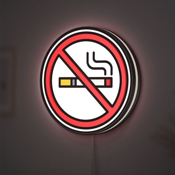 No Smoking 3D Novelty Light Box, Anti-Tobacco Decor Sign for Health-Conscious Spaces (Width 8 inch, 20cm)