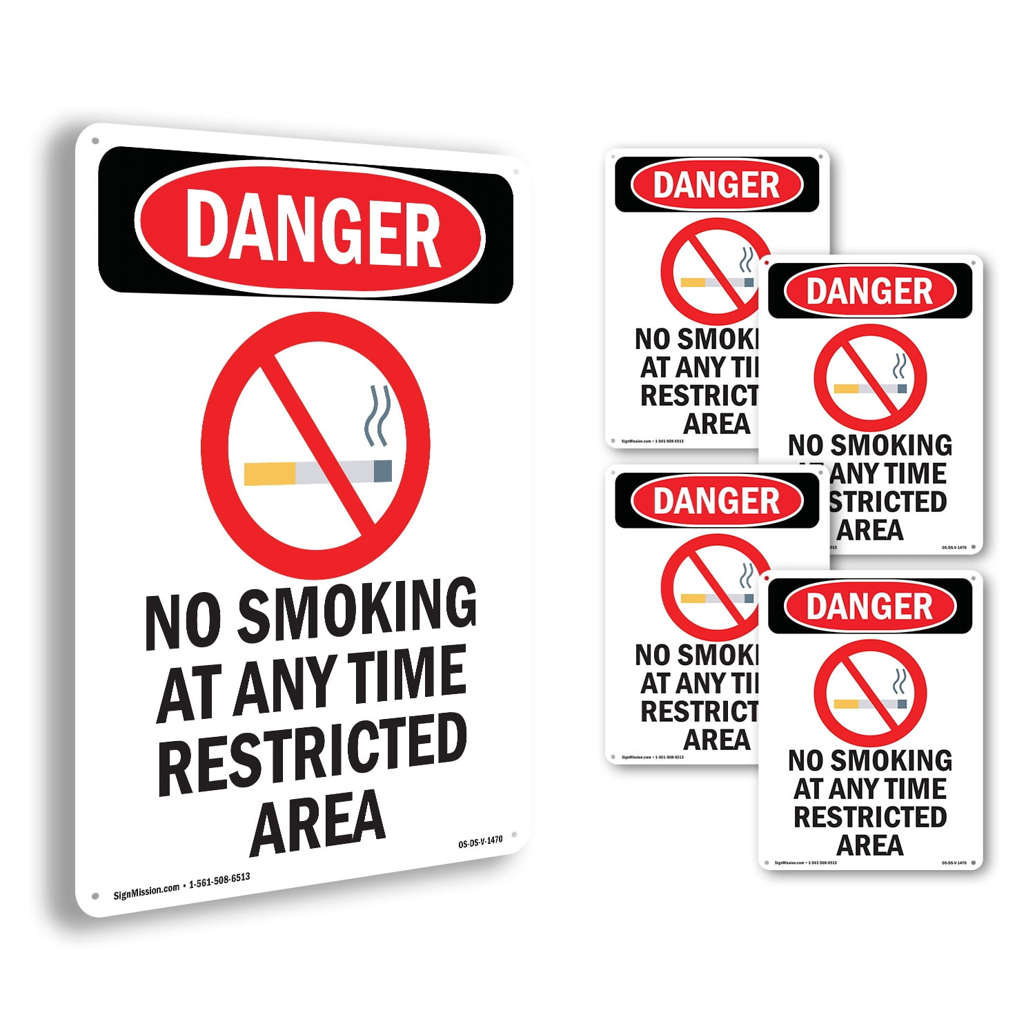No Smoking At Any Time OSHA Danger Aluminum Sign 18 Inch x 12 Inch - 5 ...