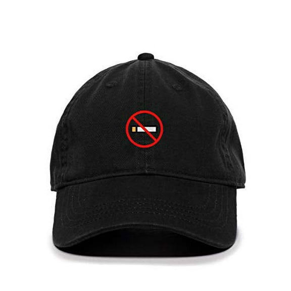 No Smoking Baseball Cap Embroidered Cotton Adjustable Dad Hat Black