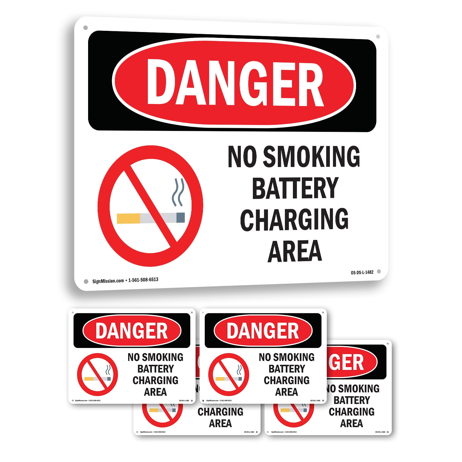 No Smoking Battery Charging Area OSHA Danger Rigid Plastic Sign 14 Inch ...