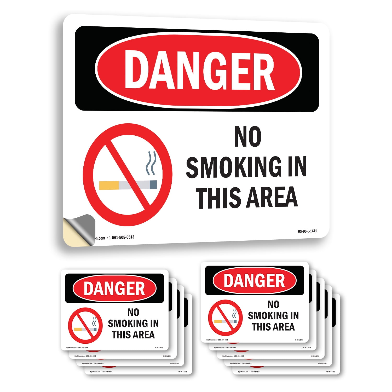 No Smoking In This Area OSHA Danger Vinyl Decal Label 18 Inch x 12 Inch ...