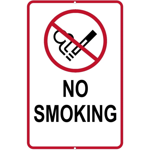 No Smoking Metal Tin Signs 12 x 8 inches Rust Free Aluminum Sign Easy to Mount for Indoor & Outdoor Use