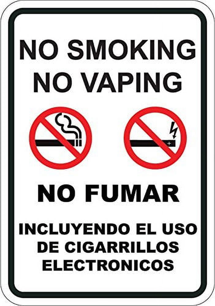 No Smoking No Vaping in English and Spanish sign