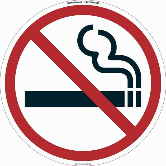 No Smoking Non-Slip Floor Marker | 6 Pack of 16" Circle Vinyl Decal | Protect Your Business, Work Place & Customers | Made in The USA
