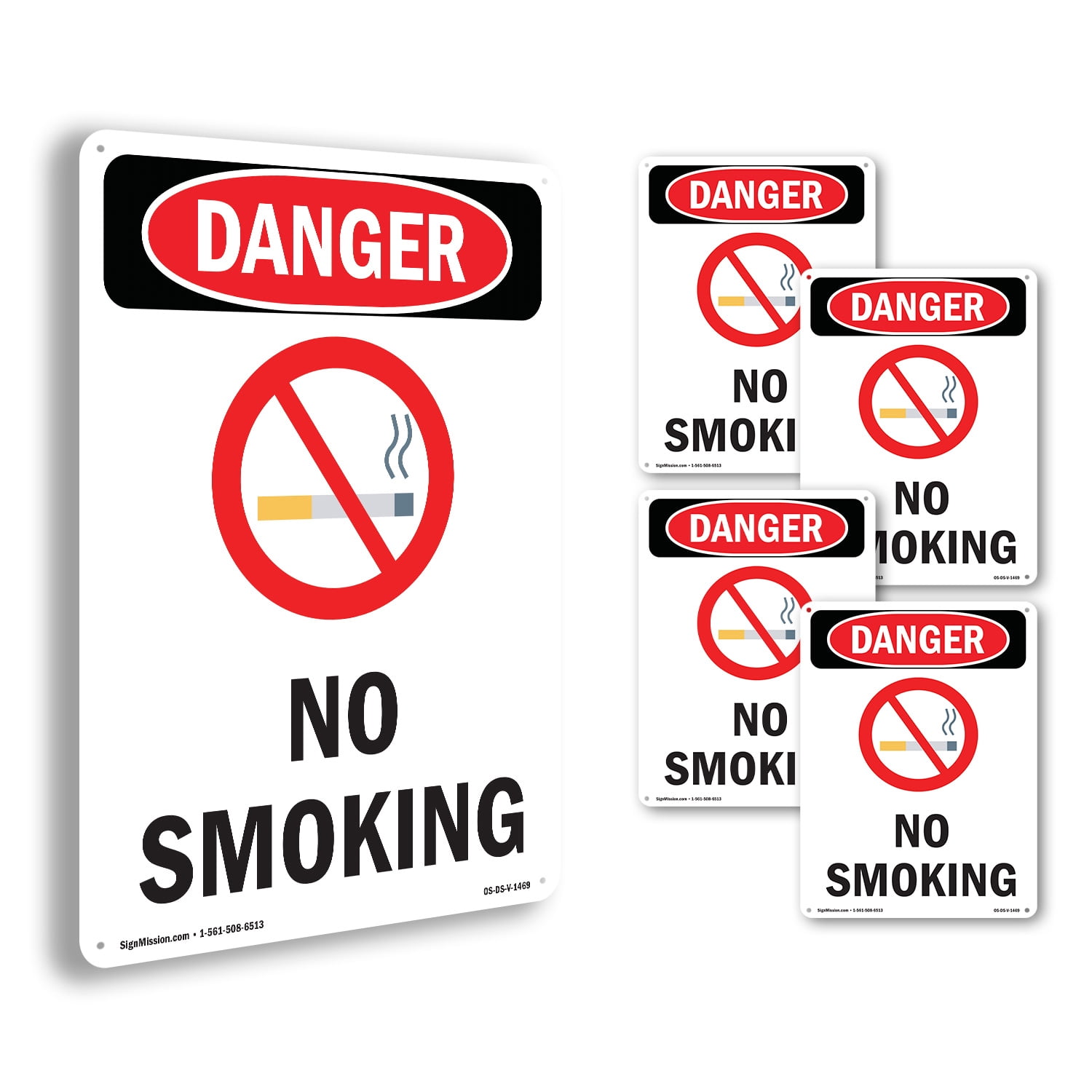 No Smoking OSHA Danger Rigid Plastic Sign 18 Inch x 12 Inch - 5 Pack ...