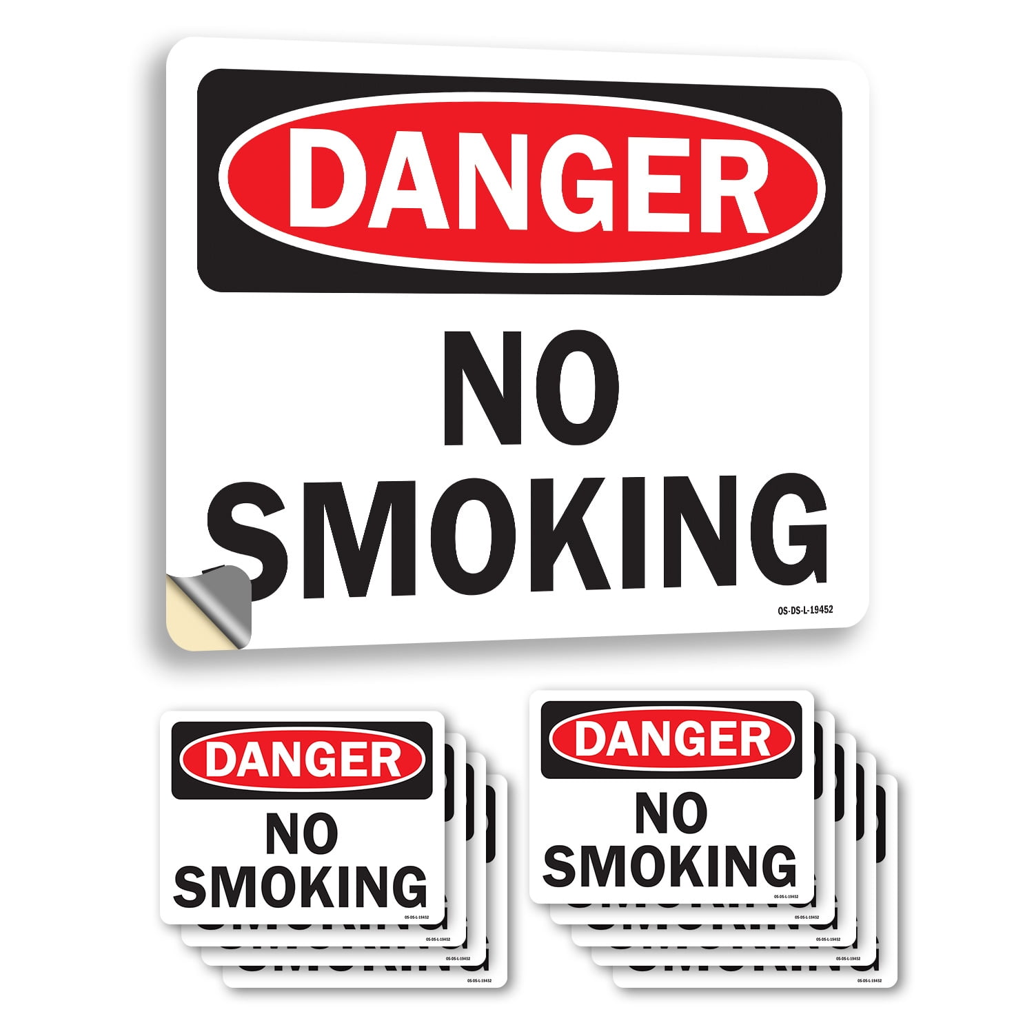 No Smoking OSHA Danger Vinyl Decal Label 24 Inch x 18 Inch - 10 Pack ...