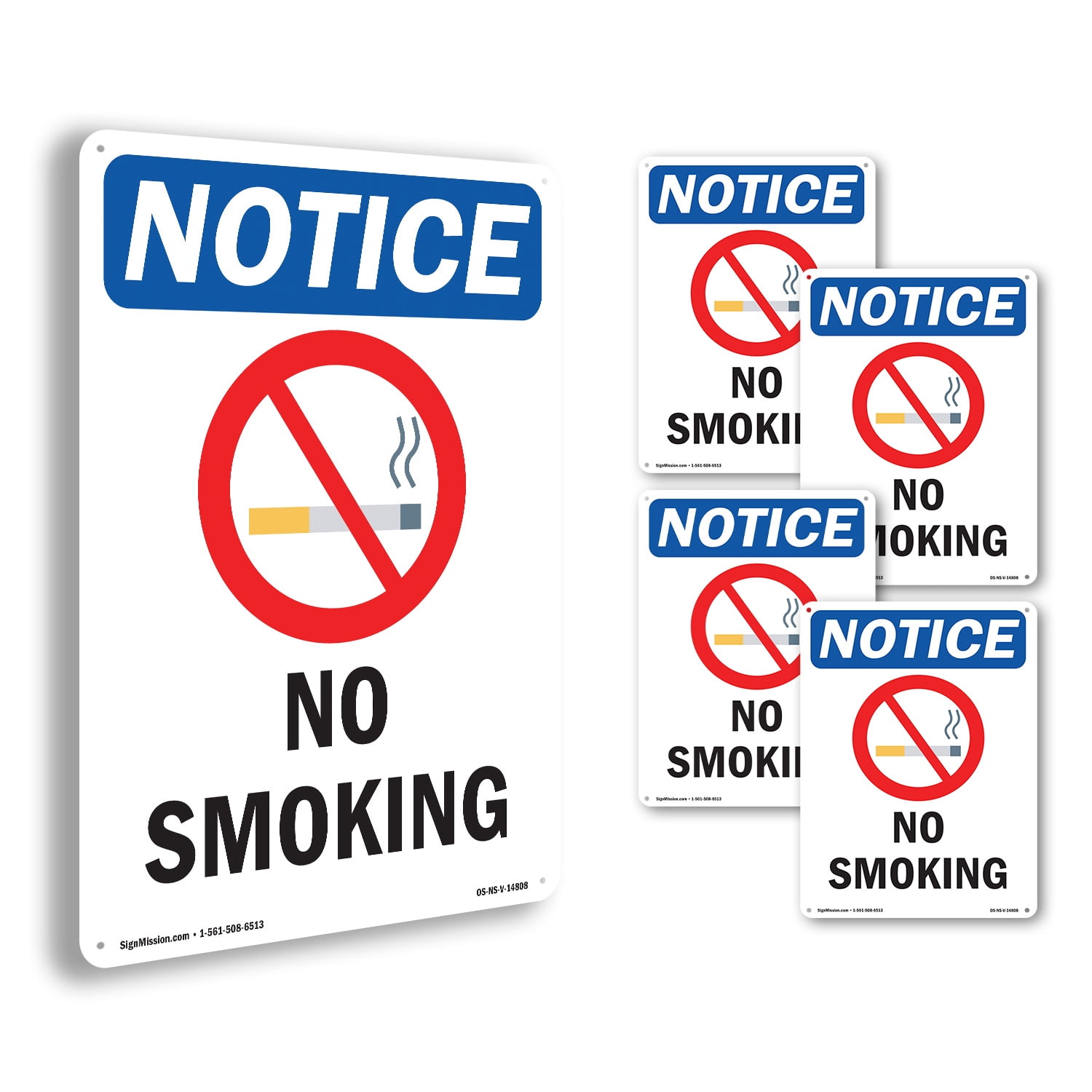 No Smoking OSHA Notice Rigid Plastic Sign 24 Inch x 18 Inch - 5 Pack ...