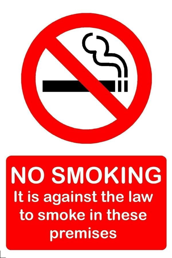 No Smoking On These Premises By Law. Metal Site Safety Hazard Warning ...