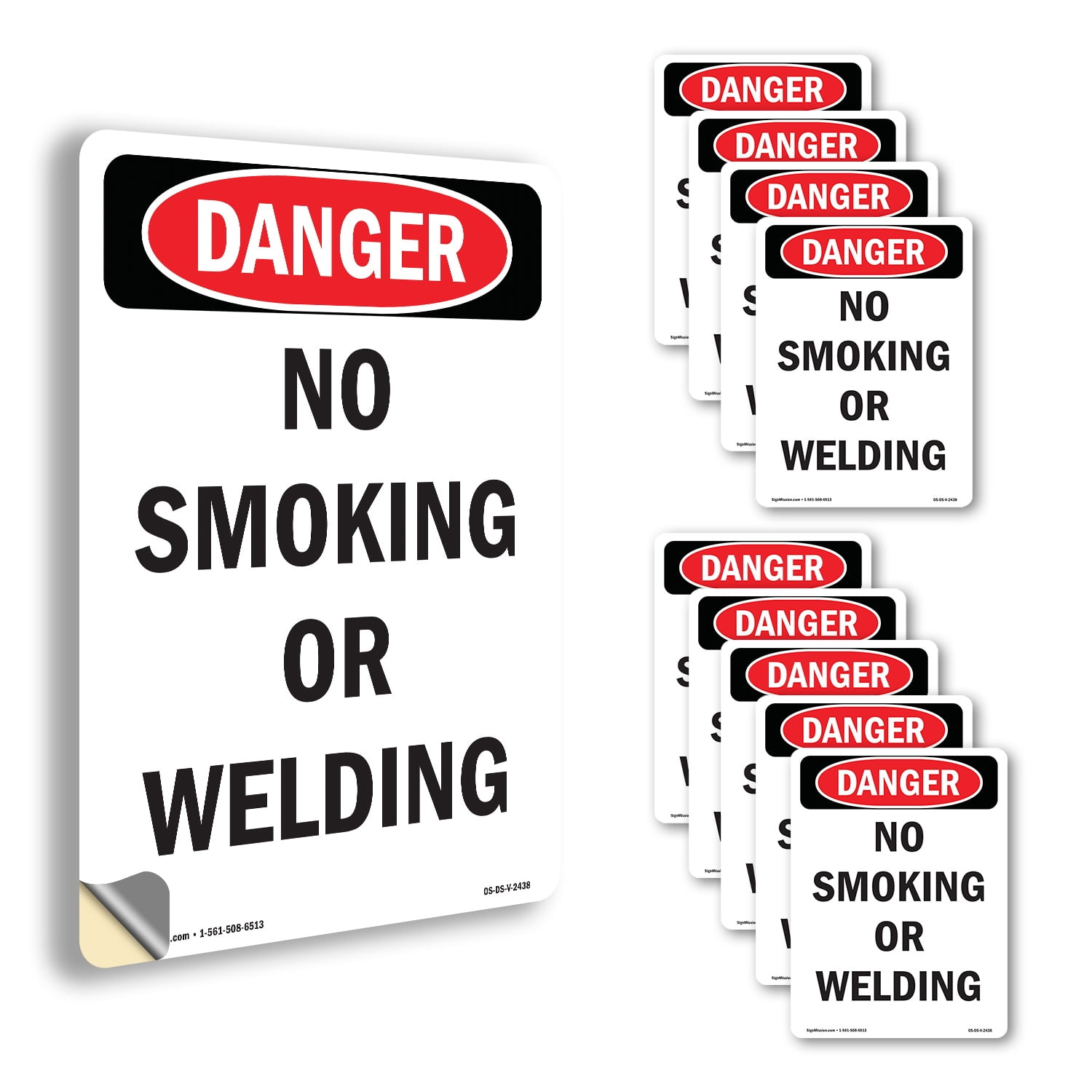 No Smoking Or Welding OSHA Danger Vinyl Decal Label 10 Inch x 7 Inch ...