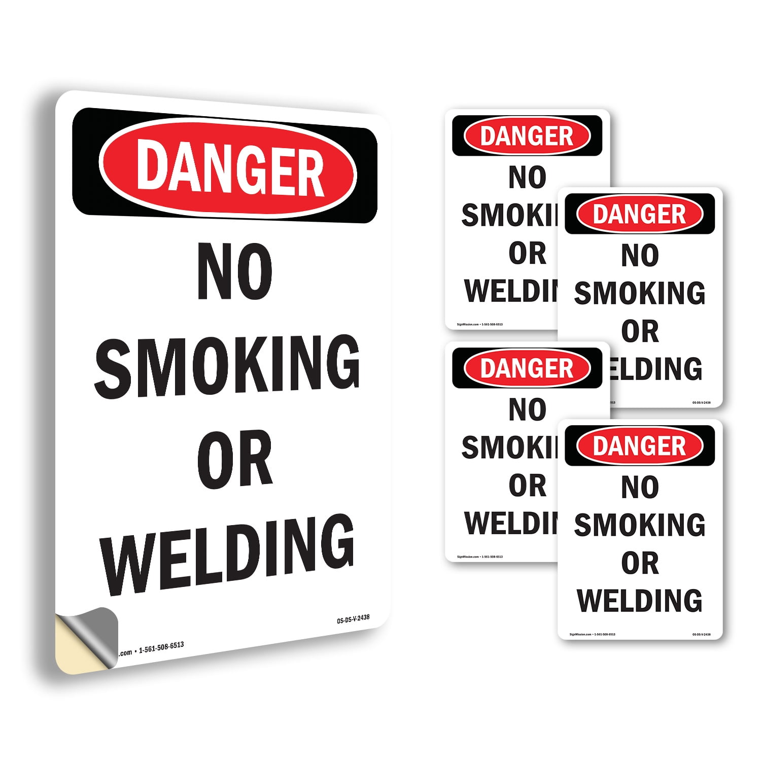 No Smoking Or Welding OSHA Danger Vinyl Decal Label 24 Inch x 18 Inch ...