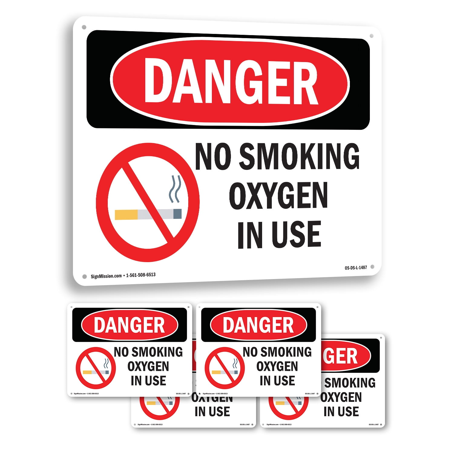No Smoking Oxygen In Use OSHA Danger Rigid Plastic Sign 10 Inch x 7 ...