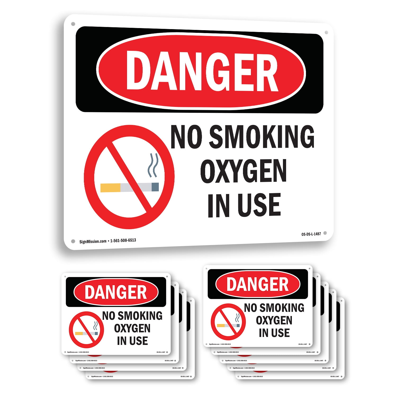 No Smoking Oxygen In Use OSHA Danger Rigid Plastic Sign 18 Inch x 12 ...