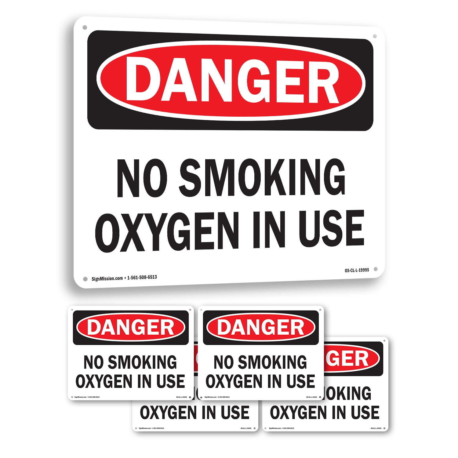 No Smoking Oxygen In Use OSHA Danger Rigid Plastic Sign 18 Inch x 12 ...