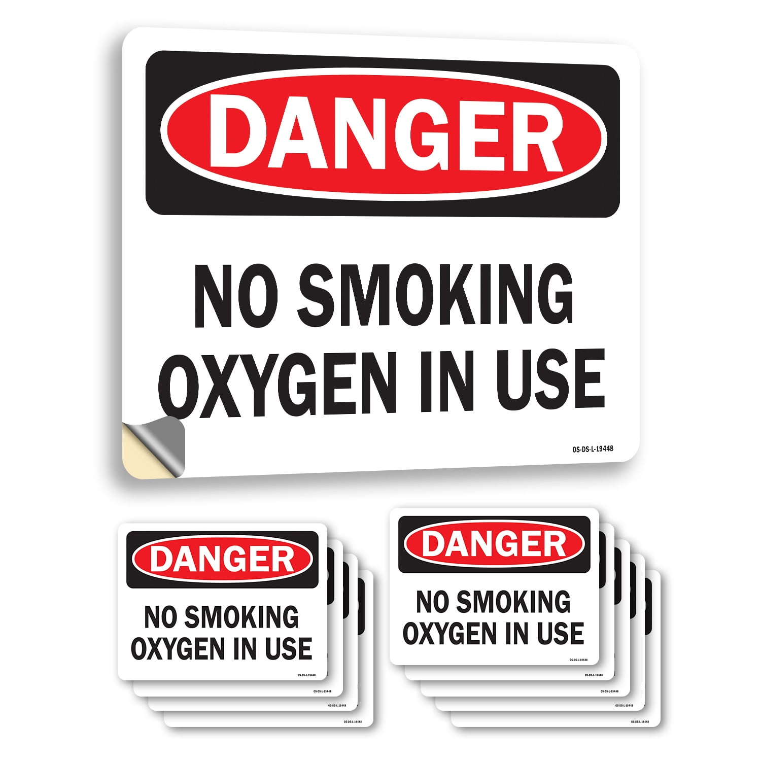 No Smoking Oxygen In Use OSHA Danger Vinyl Decal Label 10 Inch x 7 Inch ...