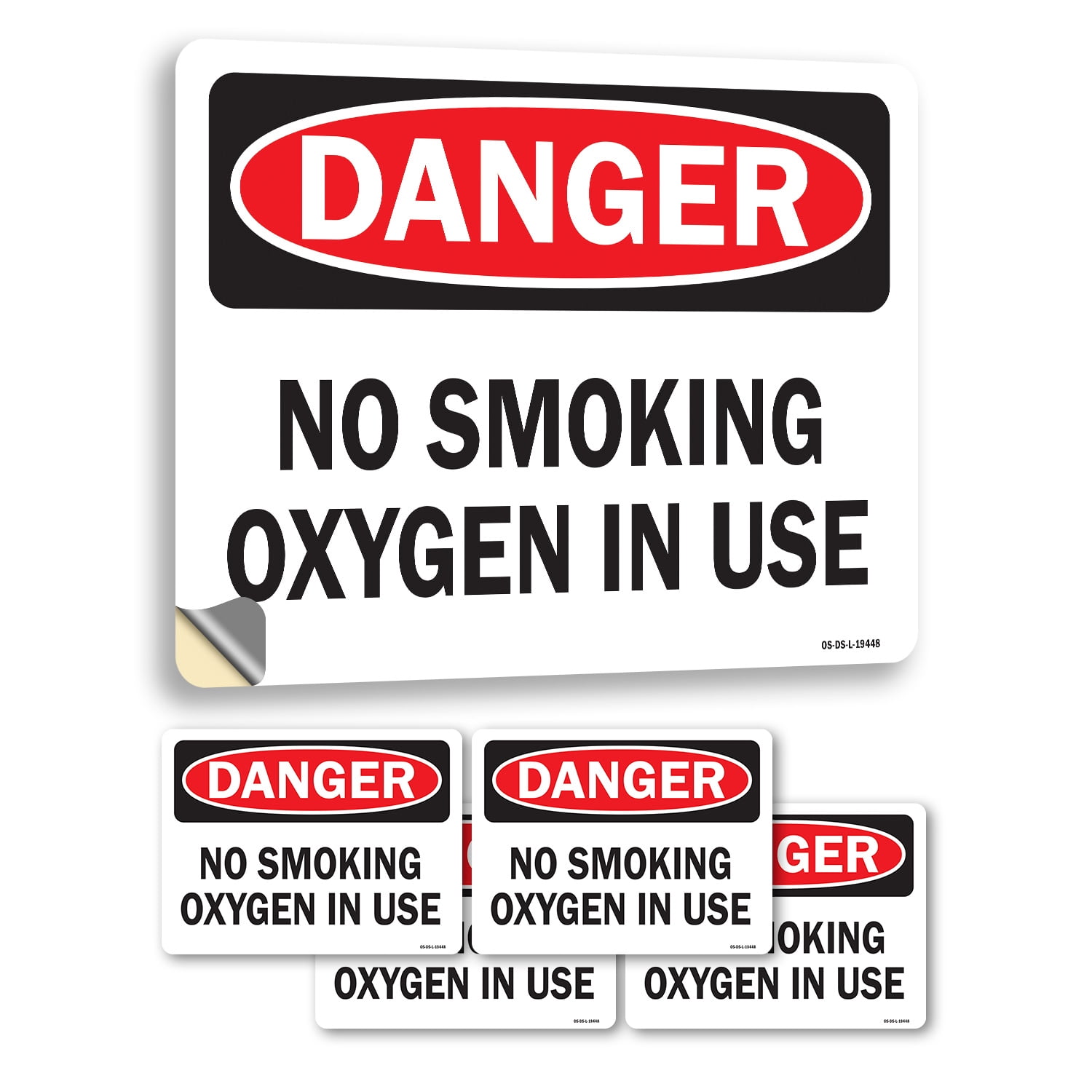 No Smoking Oxygen In Use OSHA Danger Vinyl Decal Label 14 Inch x 10 ...